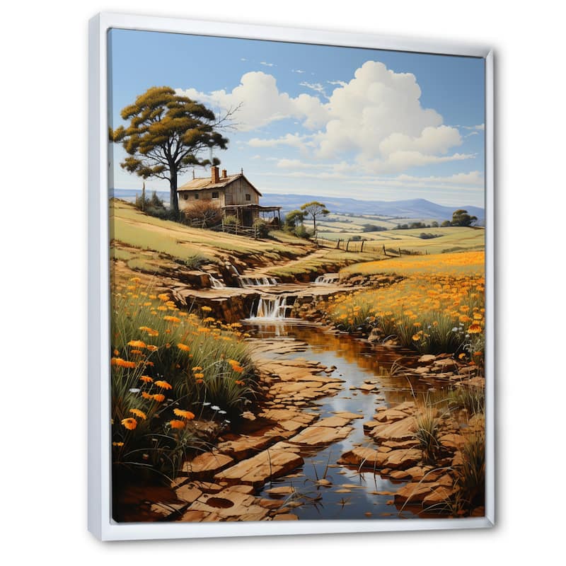 Designart "Countryside The Homestead This II" Countryside Framed Canvas